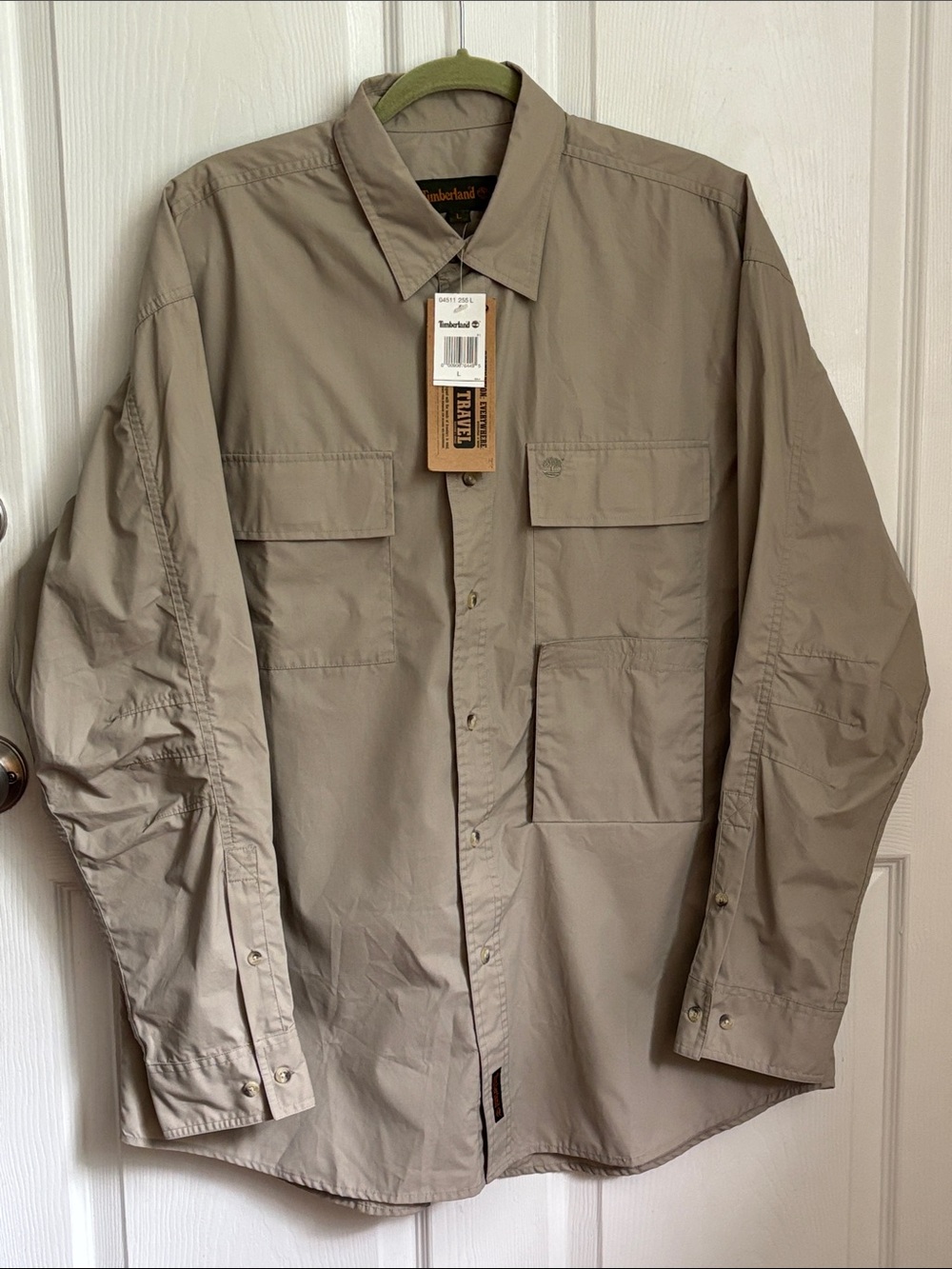 New Timberland Trek Travel Utility Shirt Jacket - Khaki Size Large work Safari